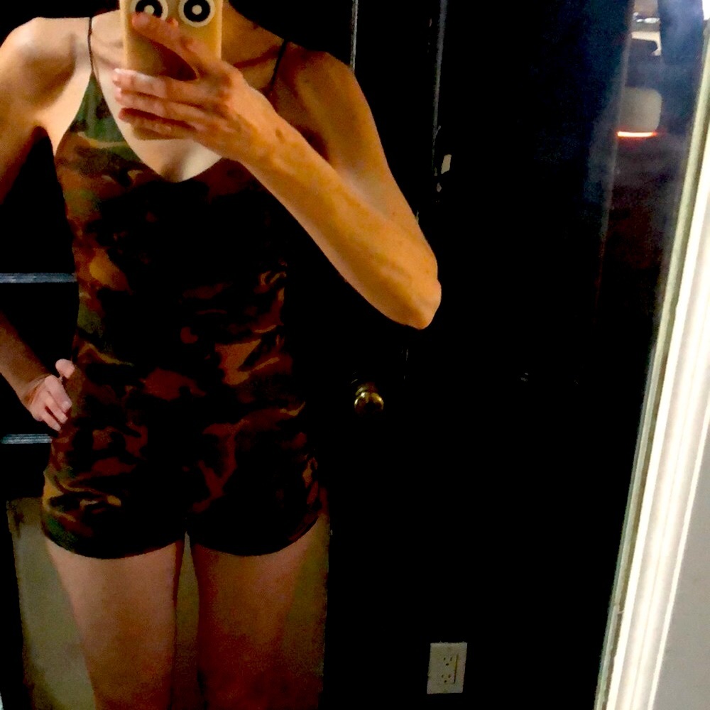 Polly and Esther Camo Bodysuit Romper, Size S-M